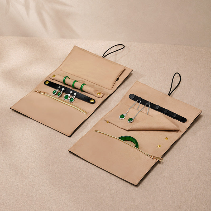 PU Leather Velvet Jewelry Pouch