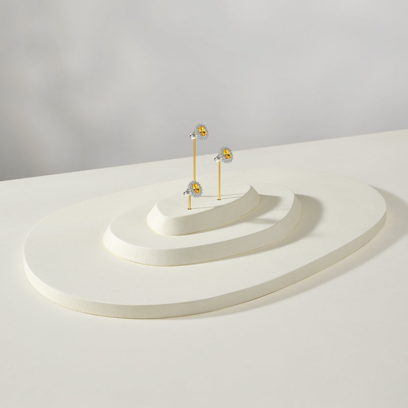 Beige Microfiber Metal Ring Display Stand