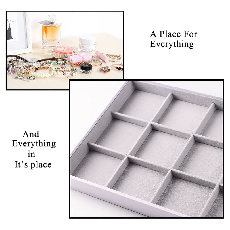 Gray Velvet Stackable Jewelry Tray