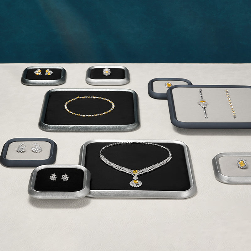 PU Leather Velvet Jewelry Display Tray