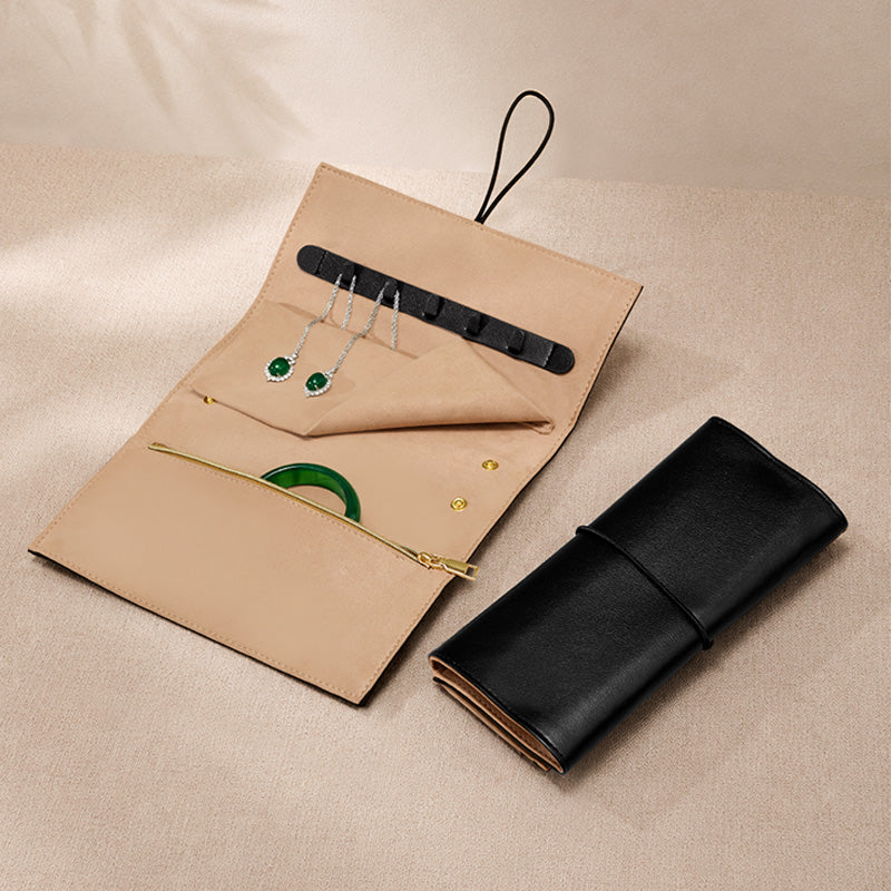PU Leather Velvet Jewelry Pouch