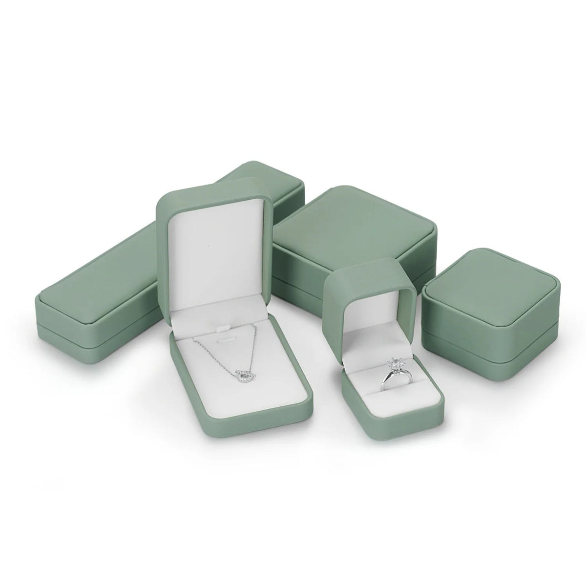 Green PU Leather Velvet Jewelry Box