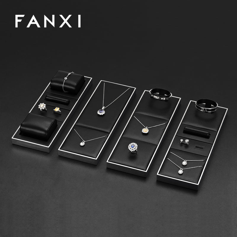 Black PU Leather Jewelry Display Set