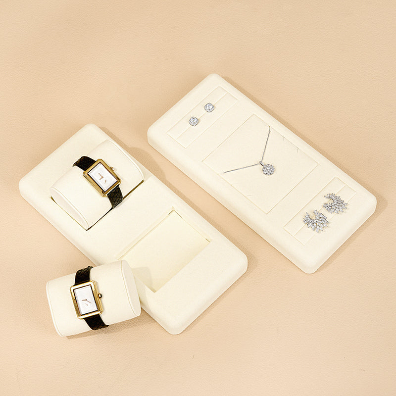 Beige Microfiber Jewelry Tray
