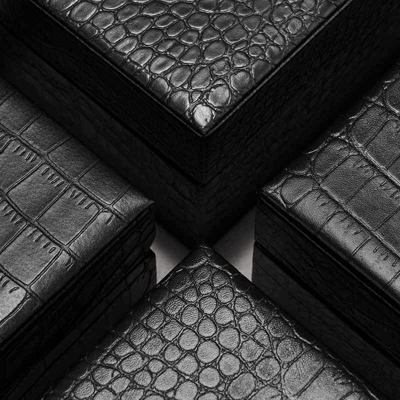 Black Leather Velvet Jewelry Box