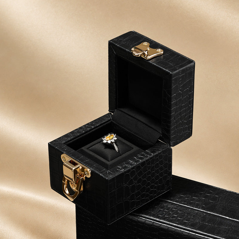 Black Leather Velvet Jewelry Box