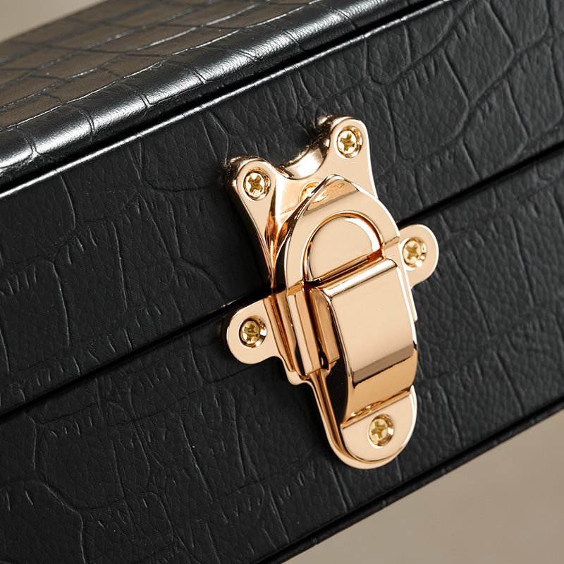 Black Leather Velvet Jewelry Box