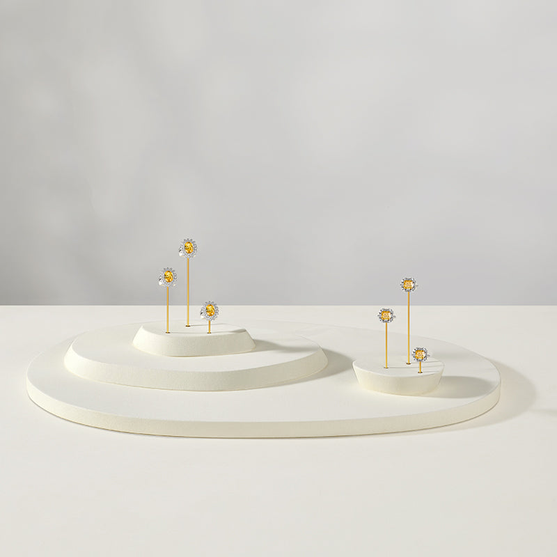 Beige Microfiber Metal Ring Display Stand