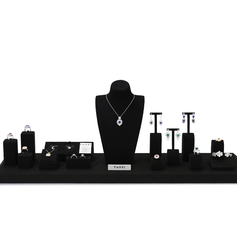 Black Microfiber Jewelry Display Set