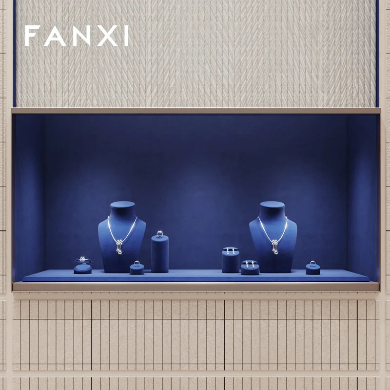 Blue Microfiber Jewelry Display Set