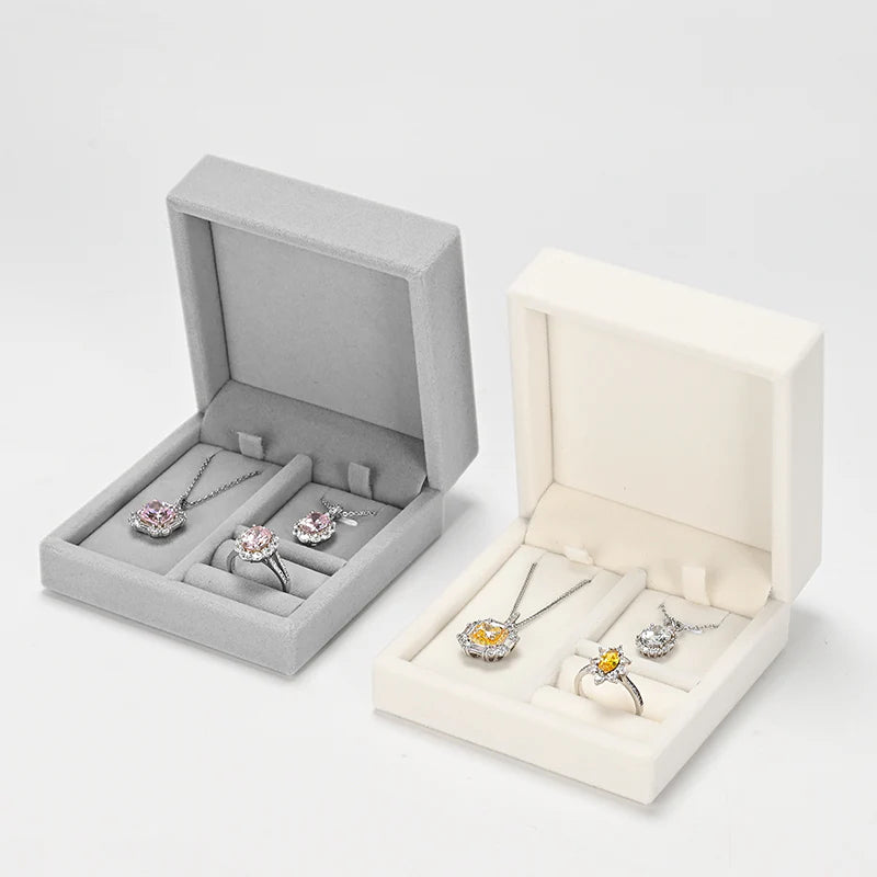 Black & Beige Velvet Jewelry Box