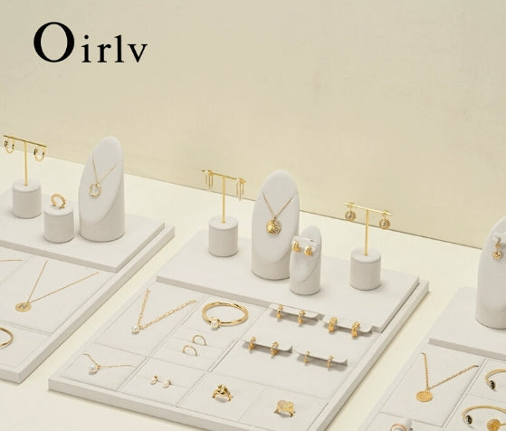 Beige Microfiber Jewelry Display Set