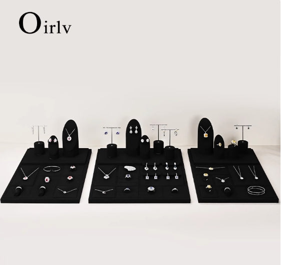 Black Microfiber Jewelry Display Set