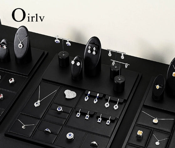 Black PU Leather Jewelry Display Set