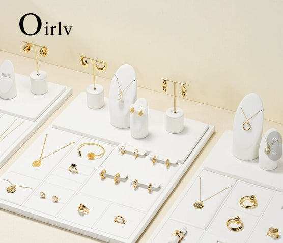 Beige PU Leather Jewelry Display Set