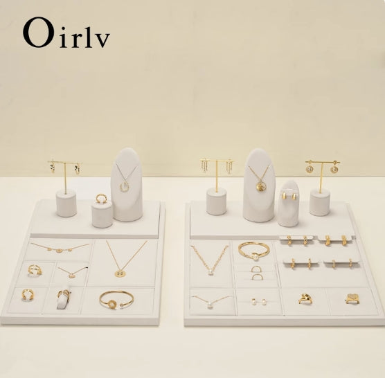 Beige Microfiber Jewelry Display Set