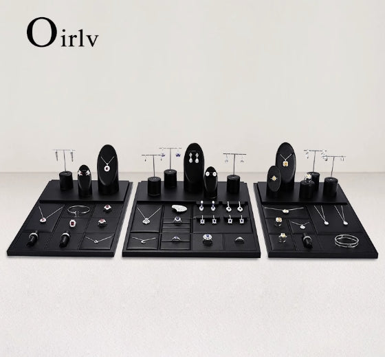 Black PU Leather Jewelry Display Set