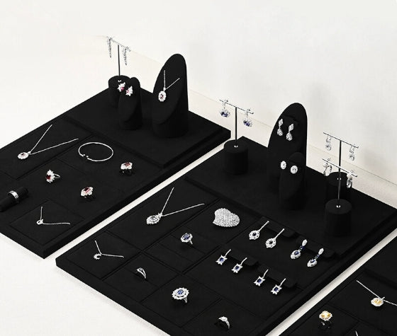 Black Microfiber Jewelry Display Set