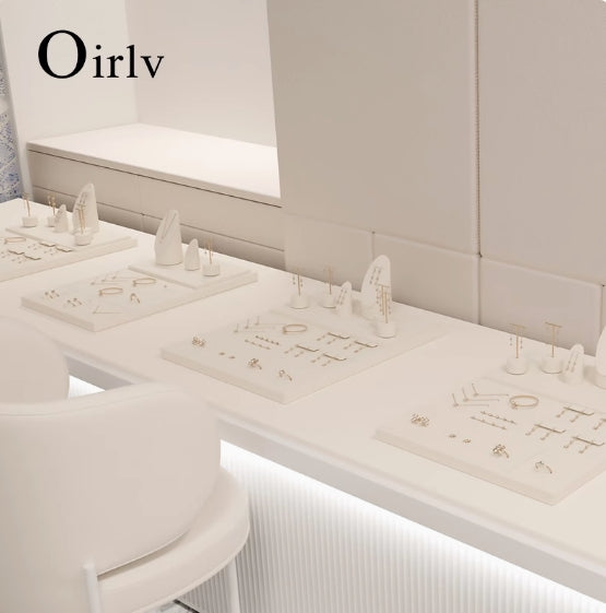Beige Microfiber Jewelry Display Set