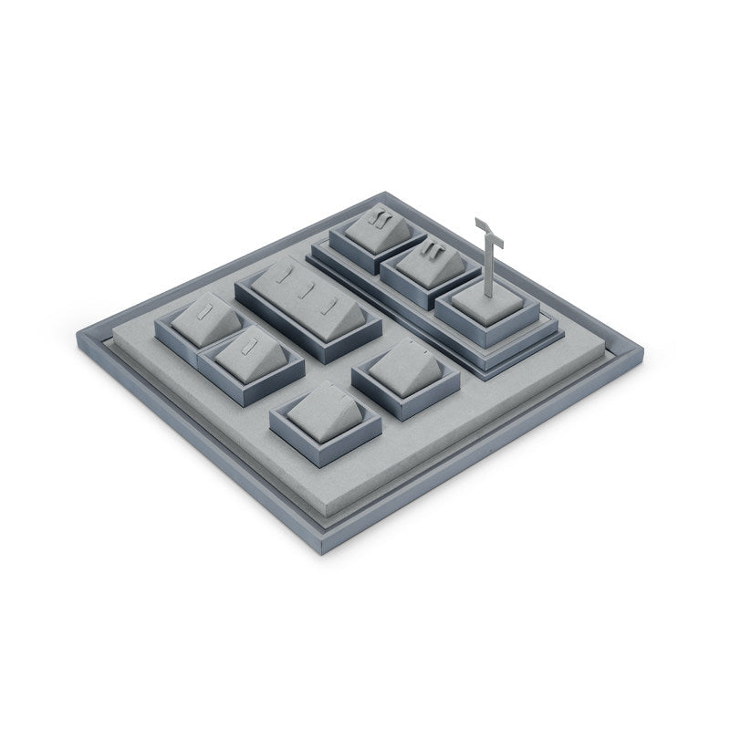 Gray Microfiber Jewelry Display Set