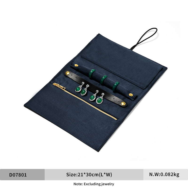 PU Leather Velvet Jewelry Pouch