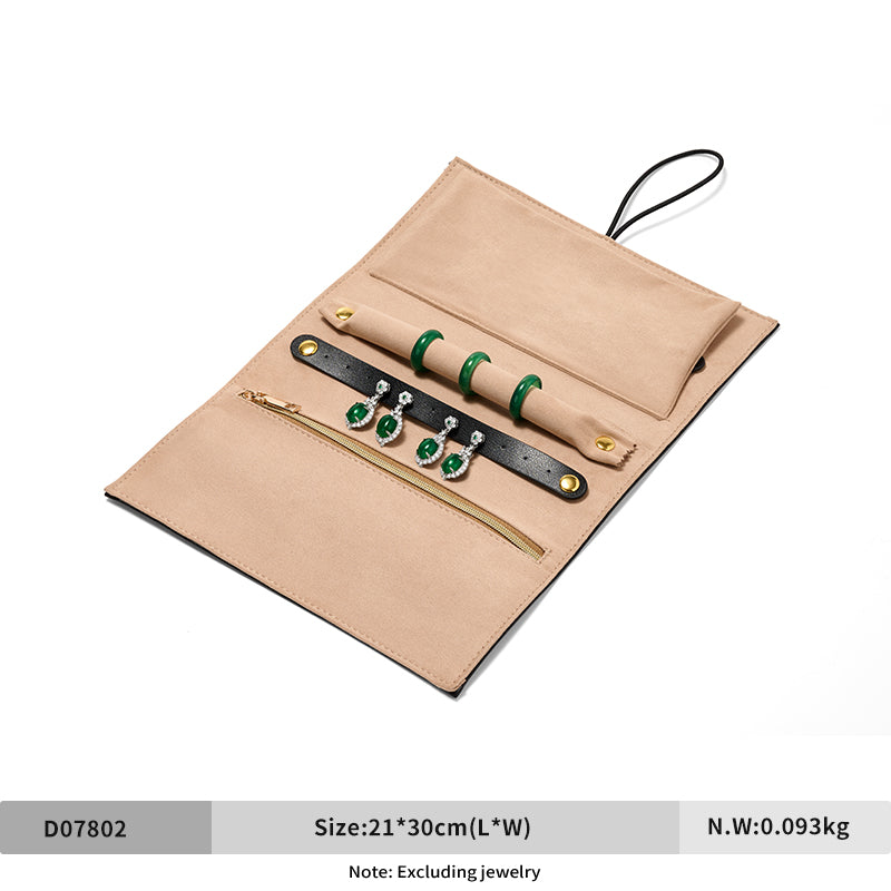 PU Leather Velvet Jewelry Pouch