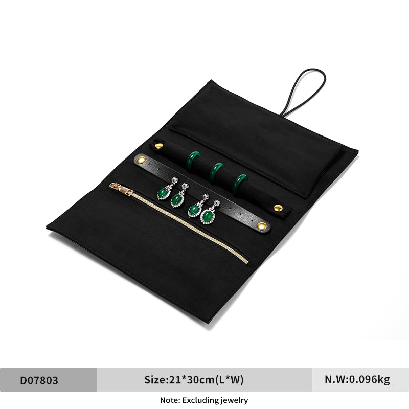PU Leather Velvet Jewelry Pouch