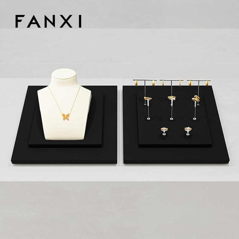 Gray Microfiber Jewelry Display Set