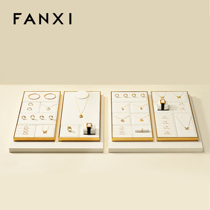Beige Metal Jewelry Display Set