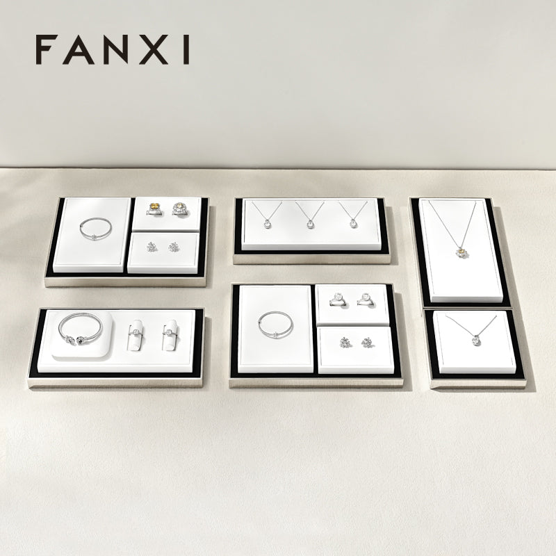 White Leather Jewelry Display Stand