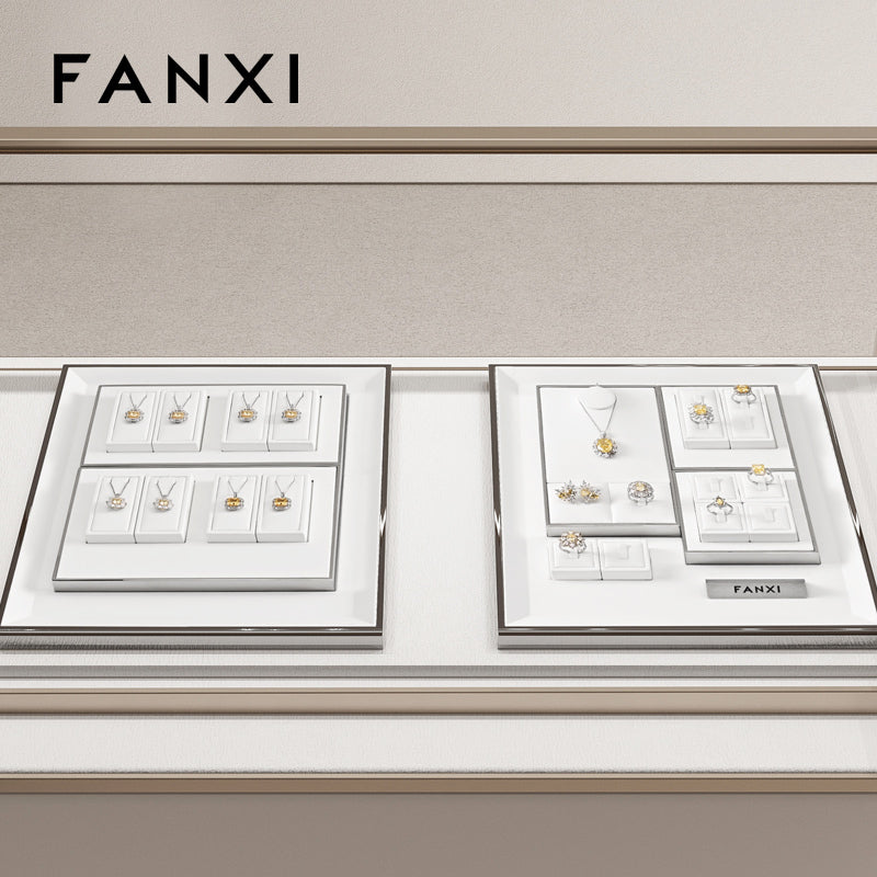White PU Leather Necklace Display Stand