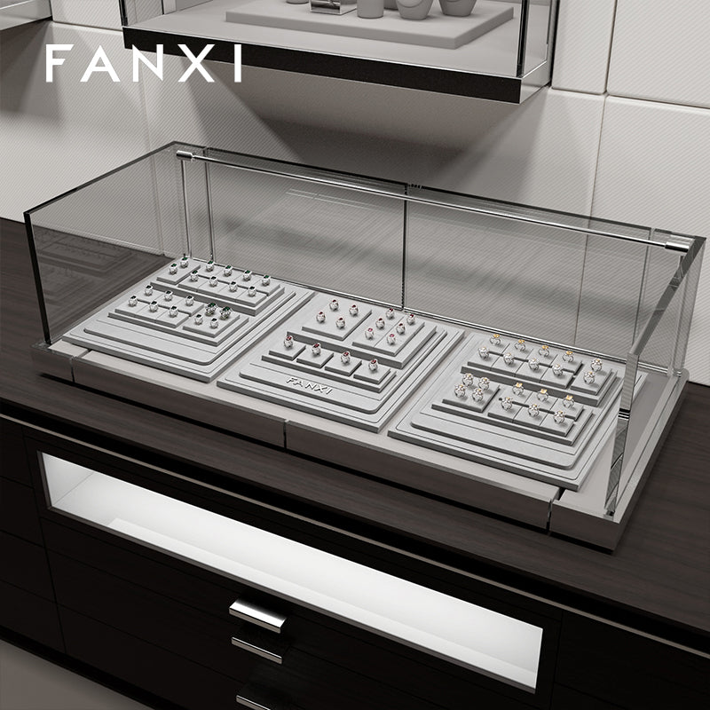 Gray Microfiber Jewelry Display Stand