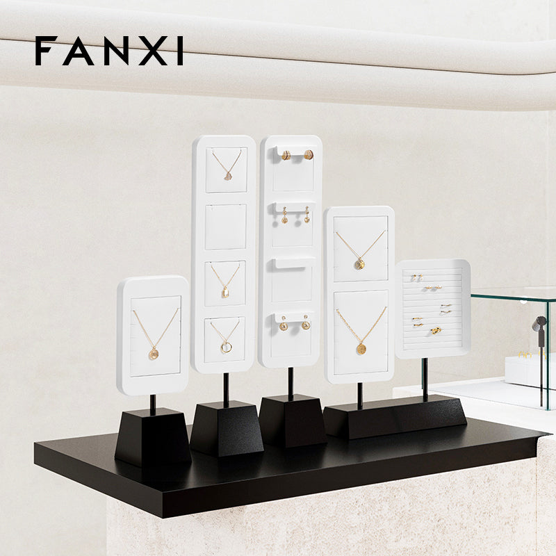 Black & White Leather Jewelry Display Stand