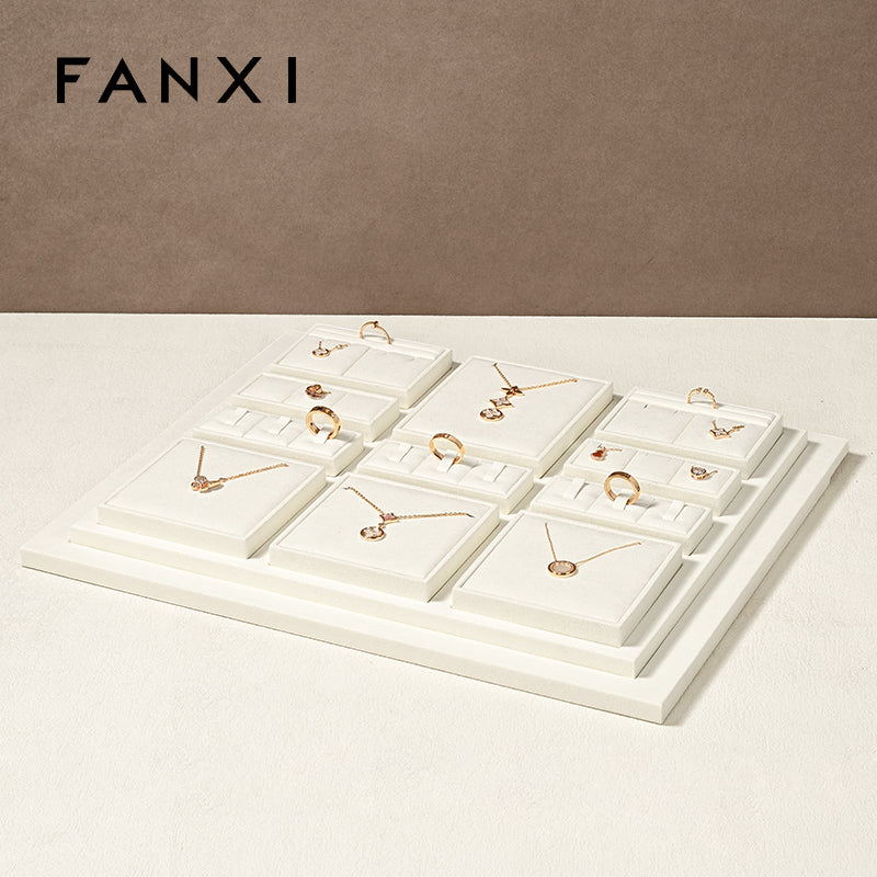 Beige Microfiber Jewelry Display Stand