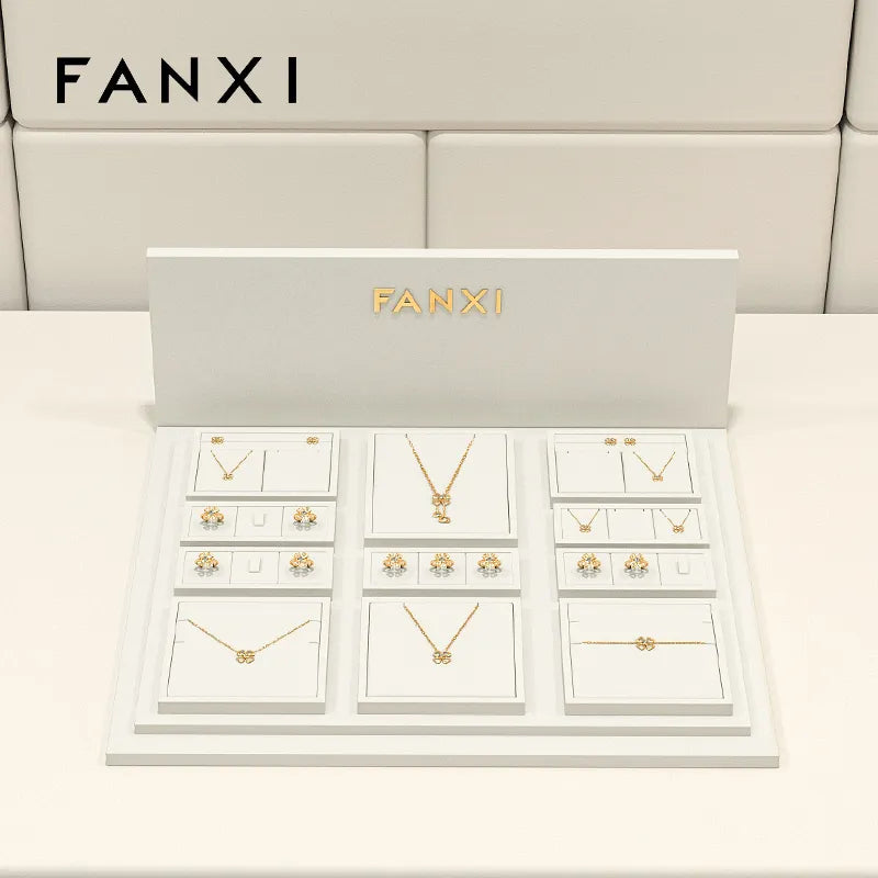 Beige Microfiber Jewelry Display Stand
