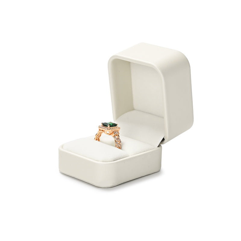 Beige PU Leather Microfiber Jewelry Box