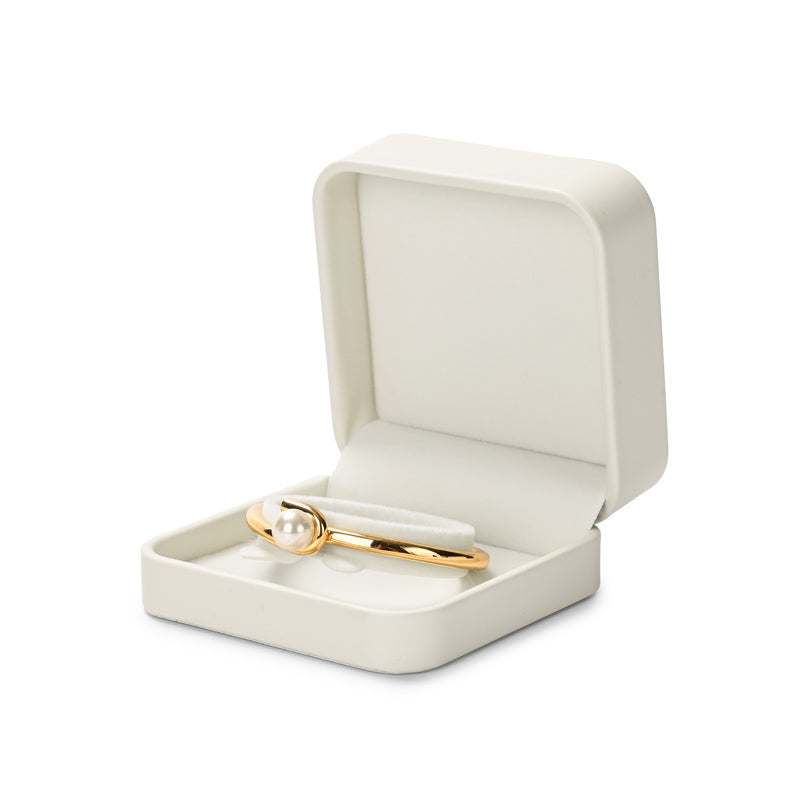 Beige PU Leather Microfiber Jewelry Box