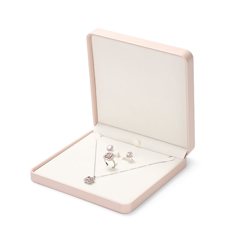 Pink PU Leather Microfiber Jewelry Box