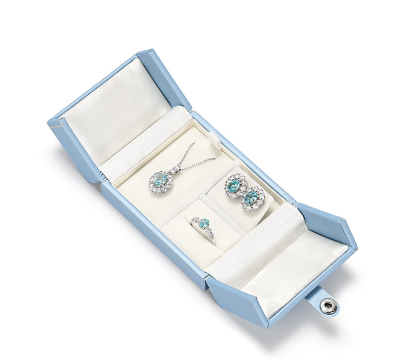 Blue PU Leather Jewelry Box