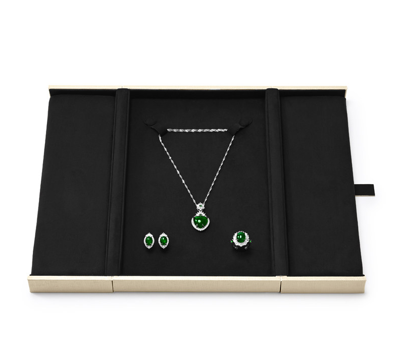 Beige PU Leather Microfiber Jewelry Box
