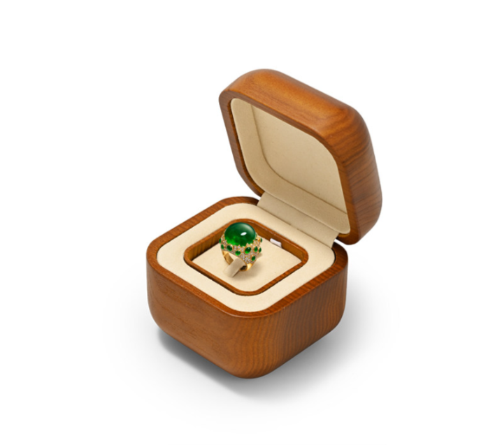 Beige Microfiber Wooden Jewelry Box