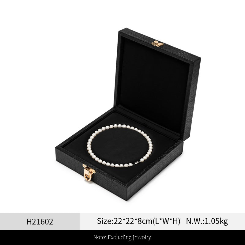 Black Leather Velvet Jewelry Box