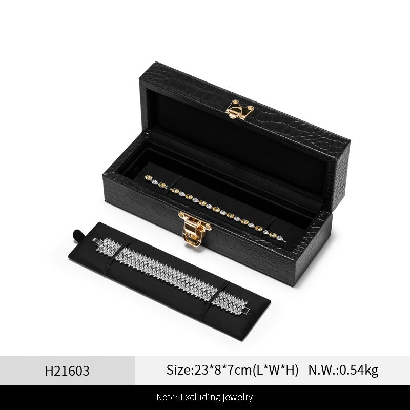 Black Leather Velvet Jewelry Box
