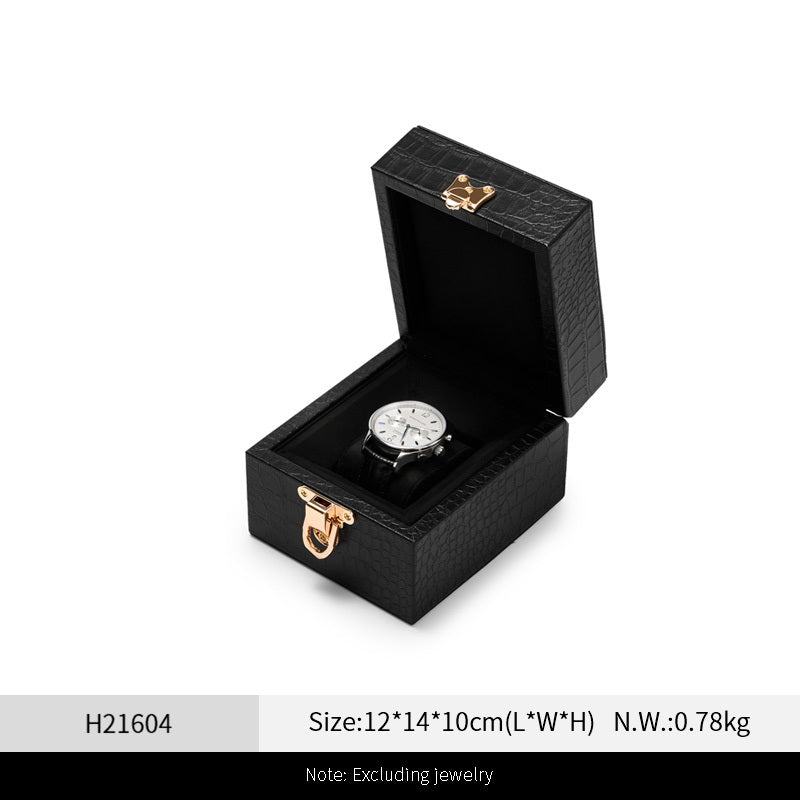 Black Leather Velvet Jewelry Box