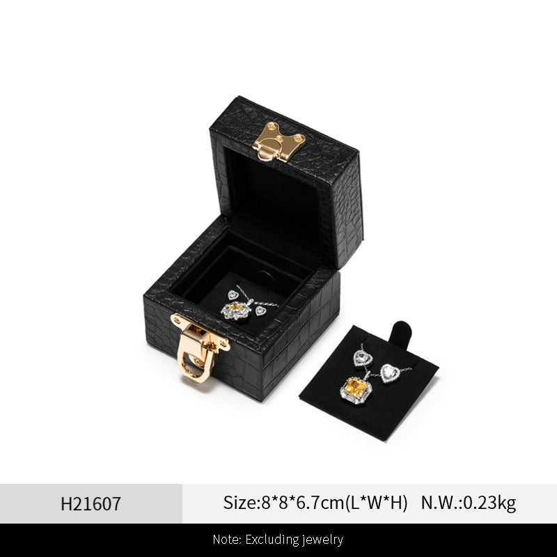 Black Leather Velvet Jewelry Box