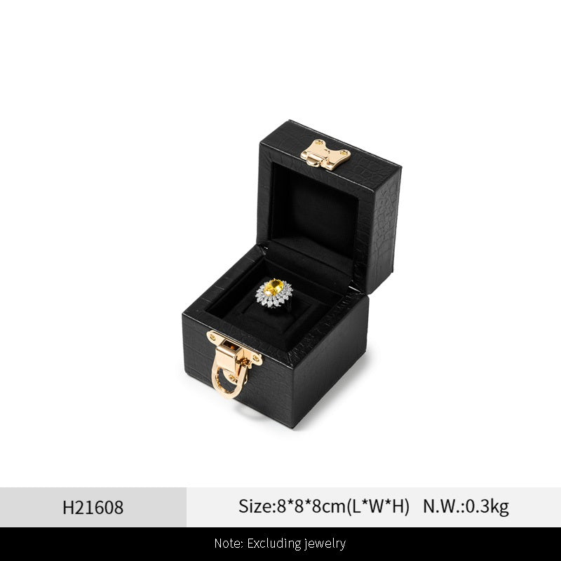 Black Leather Velvet Jewelry Box