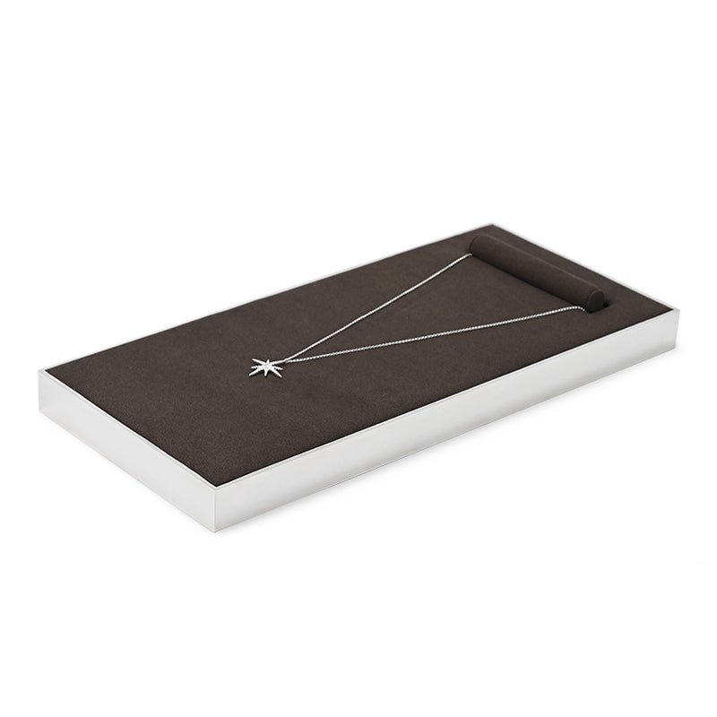 Brown Microfiber Metal Jewelry Display Stand
