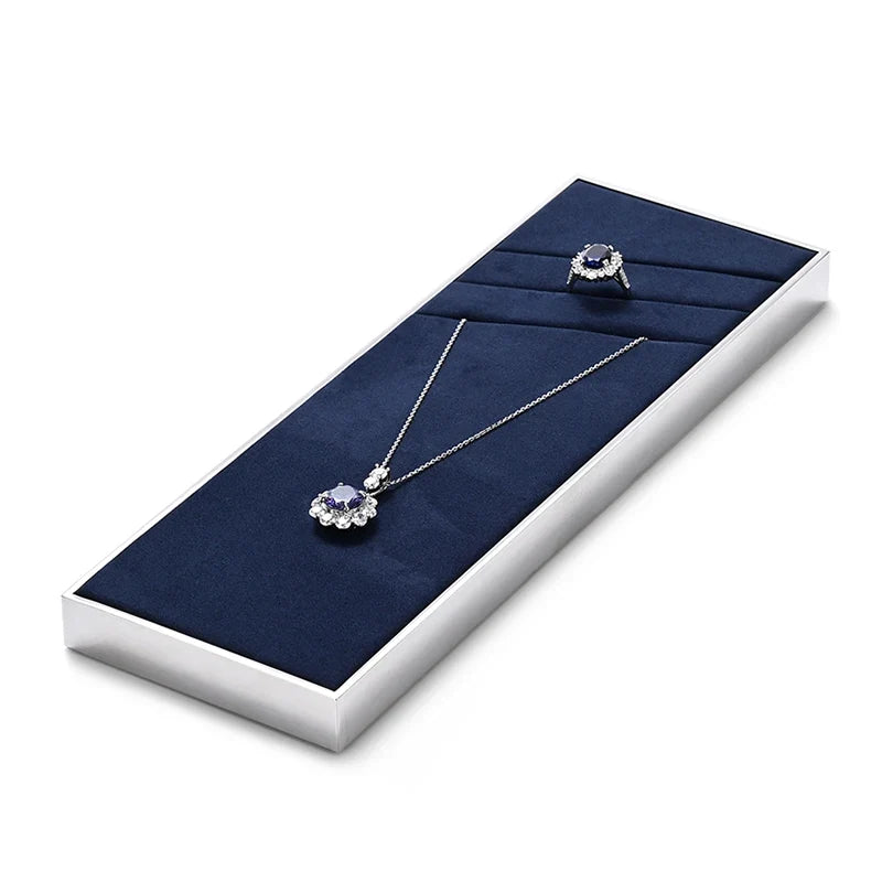 Blue Microfiber Jewelry Display Stand