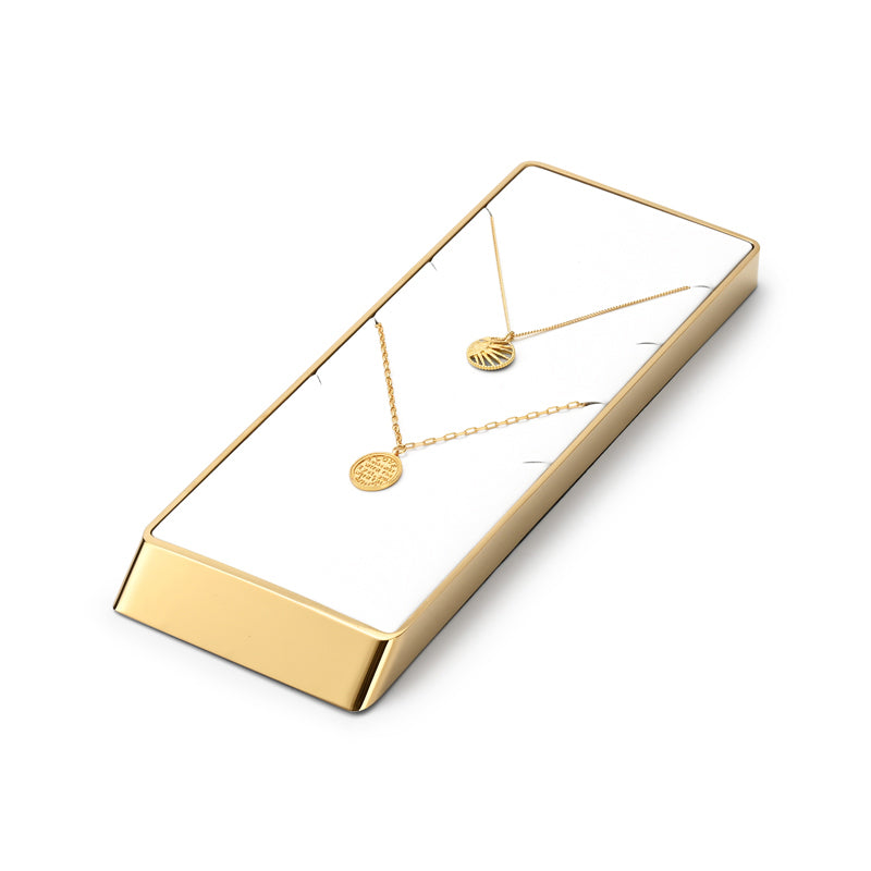 White PU Leather Metal Jewelry Display Stand
