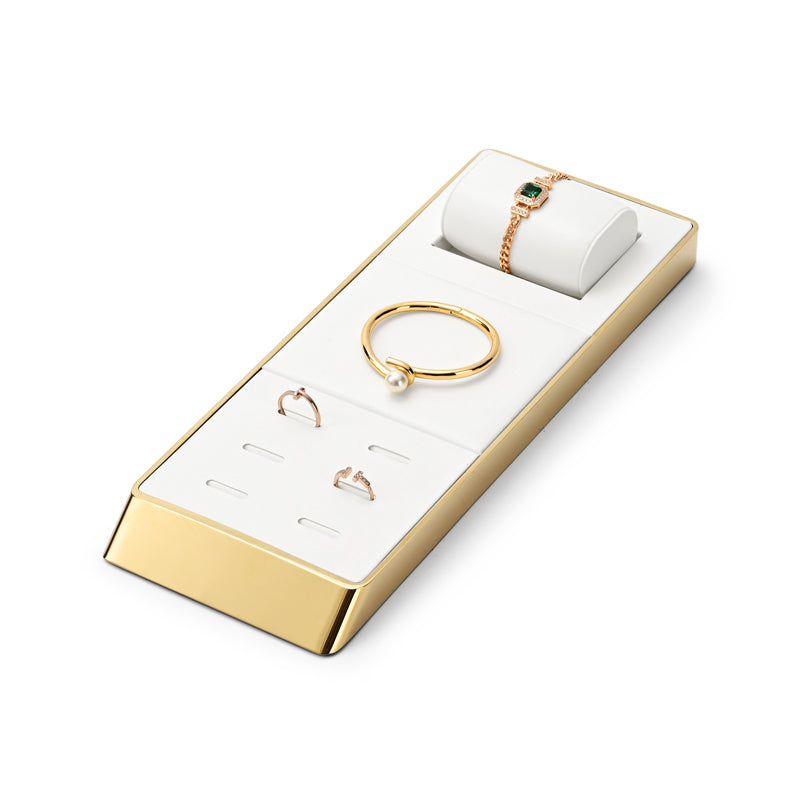 White PU Leather Metal Jewelry Display Stand